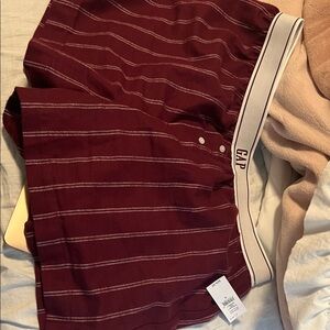 GAP Burgundy Shorts with White Stripes